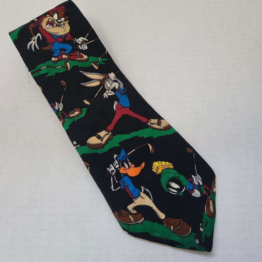 Vtg 1994 Looney Tunes Mania Golf Taz Marvin Bugs Daffy Men Necktie Tie D… - Picture 7 of 9